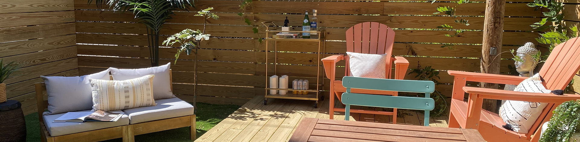 Relaxing garden with chairs and table